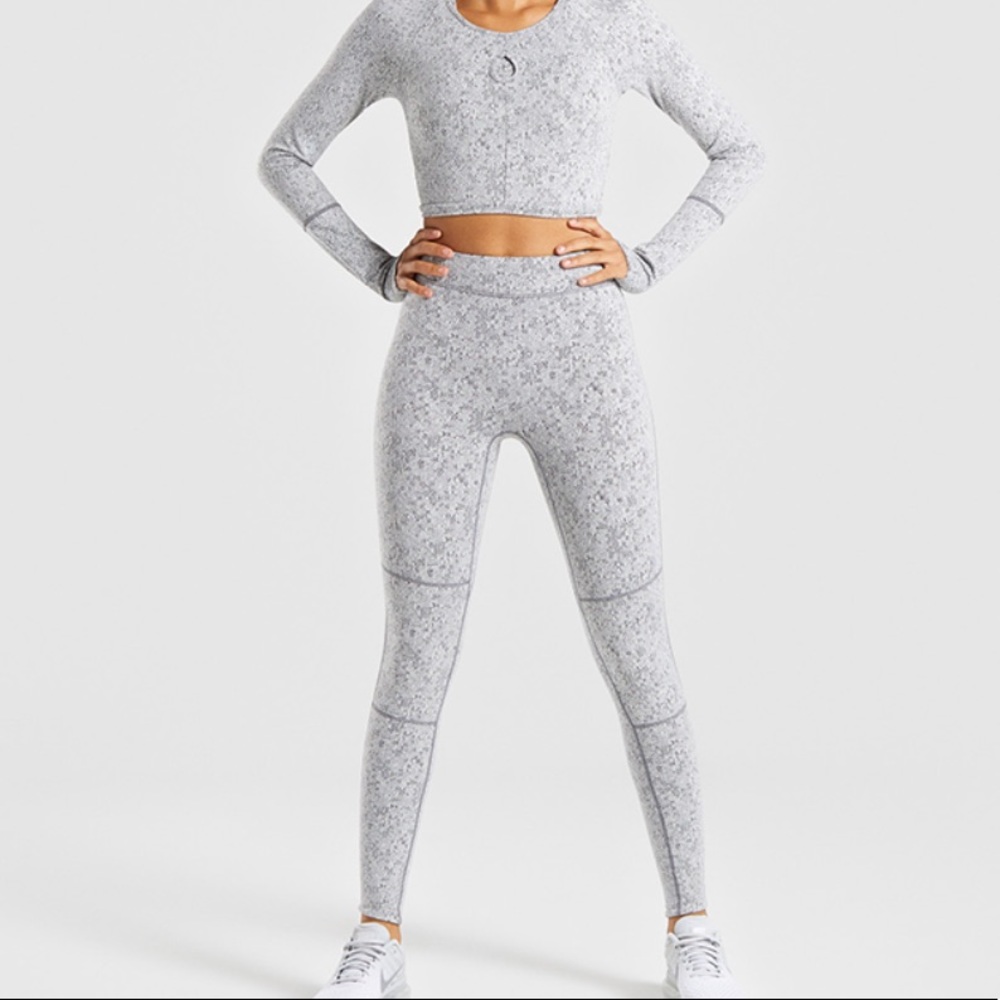 Gymshark Fleur texture leggings- Charcoal marl